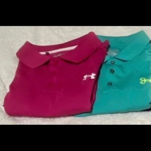 Two under armour polo shirts super nice. Size XXL
